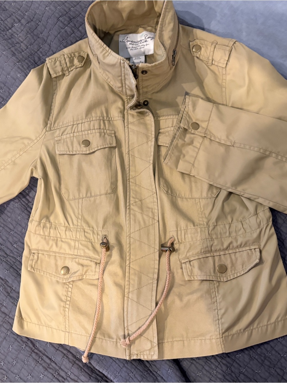 American Rag Khaki Utility Jacket with Drawcord Waist